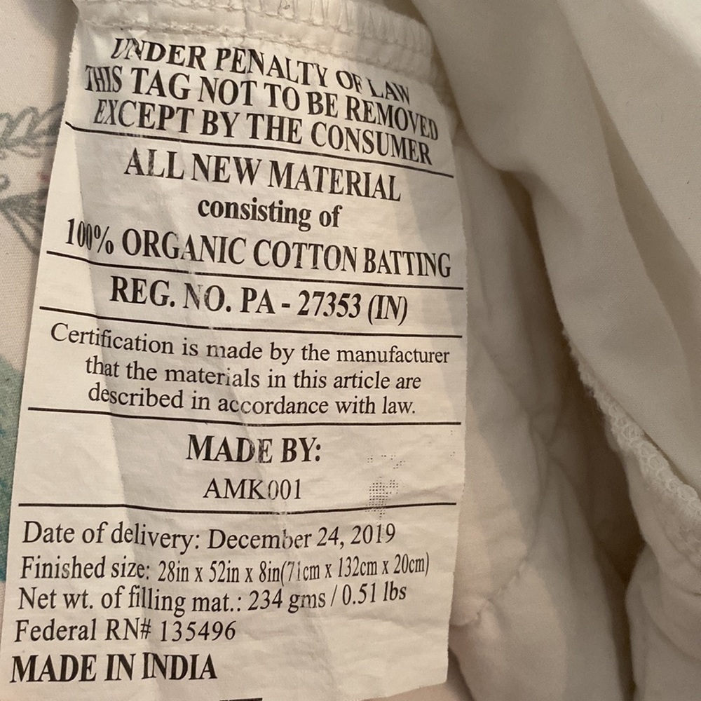 Coyuchi organic white quilted crib mattress pad organic cotton GOTS certified - Picture 6 of 12